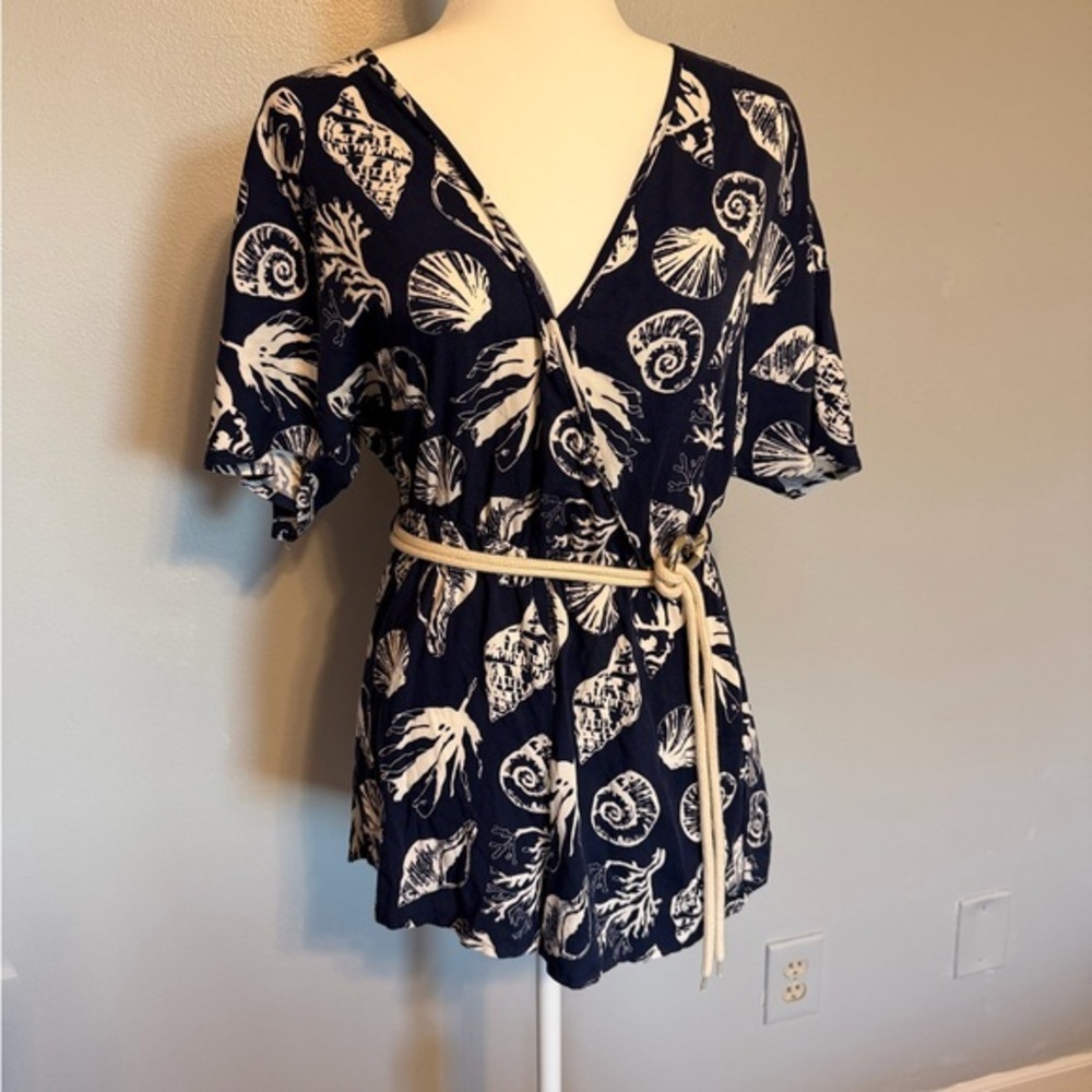 VENUS Navy and White Seashell Romper